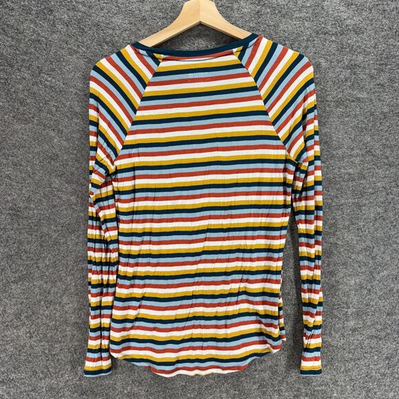 Time And Tru T-Shirt Women S Small Blue Striped Long Sleeve Rayon Crew Neck - Picture 2 of 7